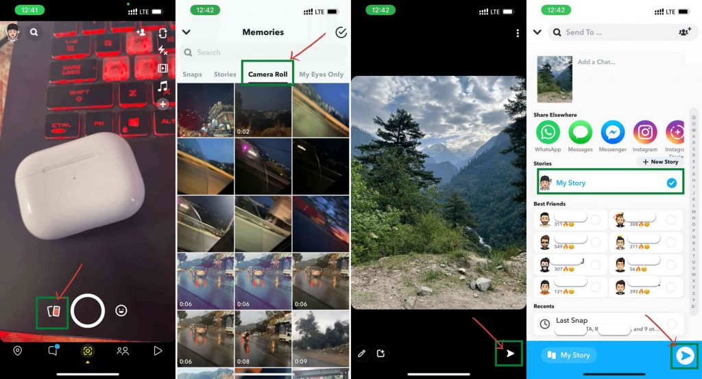 Add snapchat story from camera roll