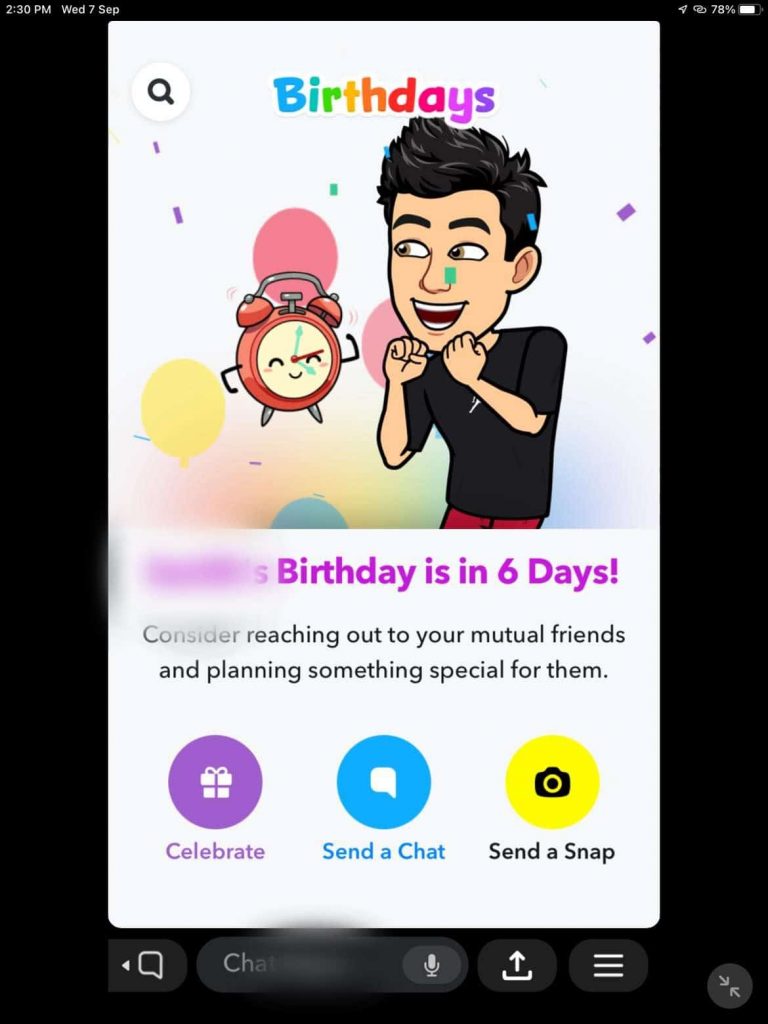 find friend birthday snapchat