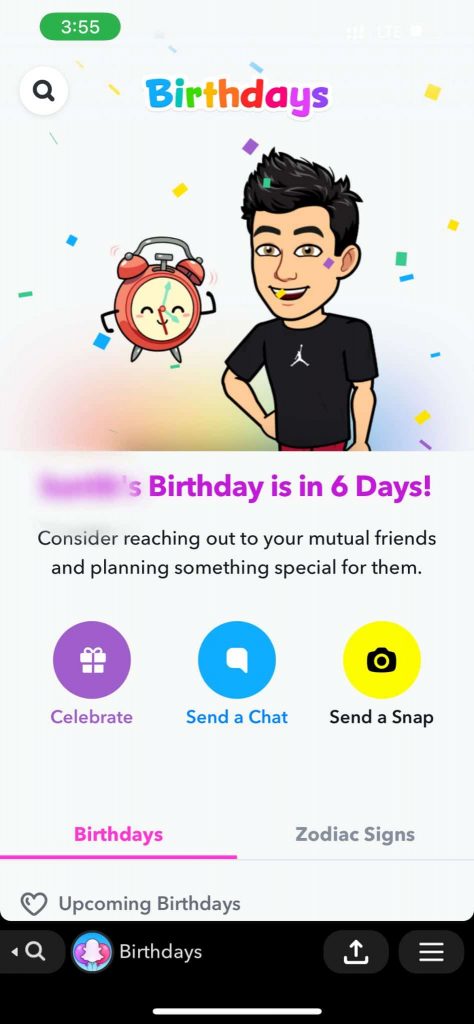 friend bday on snap